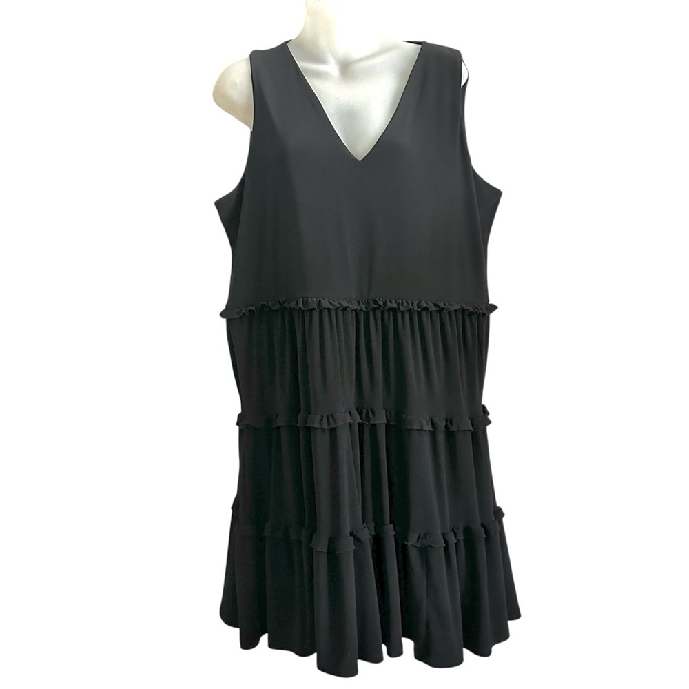 Tommy Hilfiger fitted black dress with ruffled sleeves size 14
